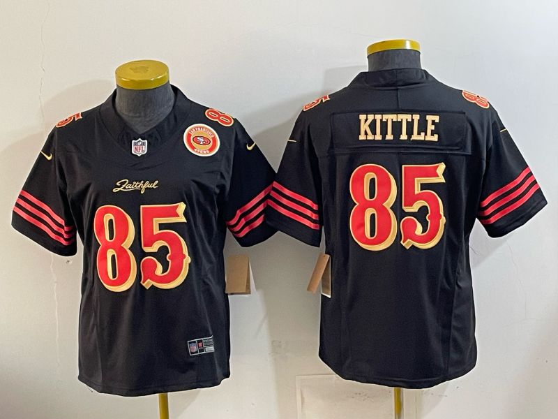 Youth 2026 San Francisco 49ers #85 Kittle Black gold Nike Limited NFL Jersey style 07